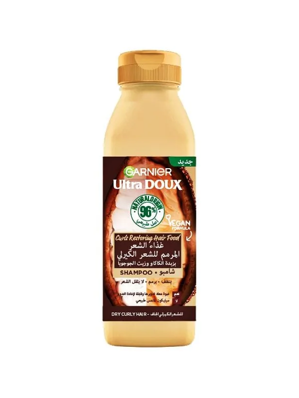 جارنييه الترا دوكس غذاء الشعر شامبو بزبدة الكاكاو للشعر الكيرلي الجاف 350 مل