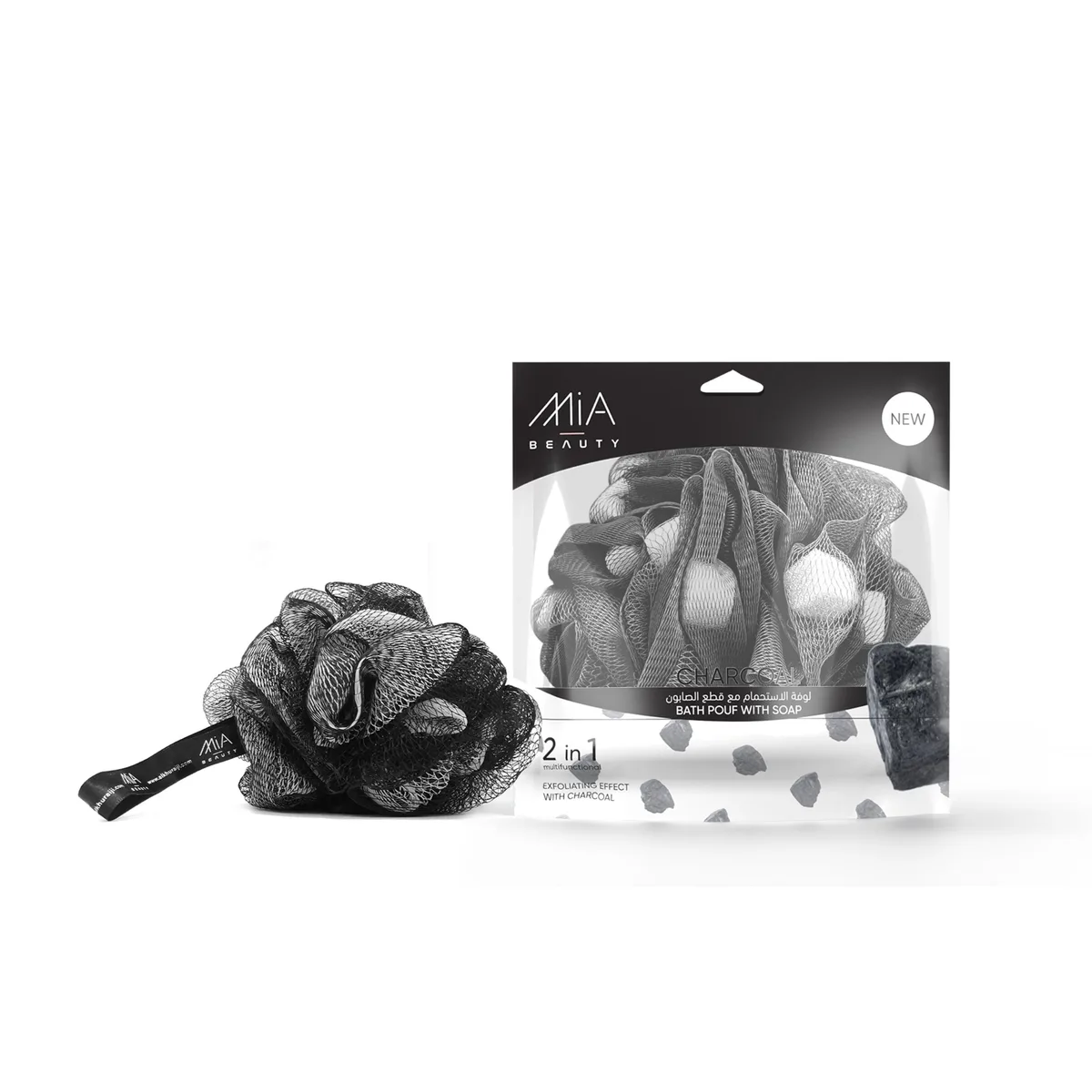 Mia Bath Pouf With Soap Charcoal 120 Gm