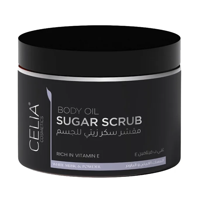 Celia Body Oil Suger Scrub With White Musk & Powder 500 G