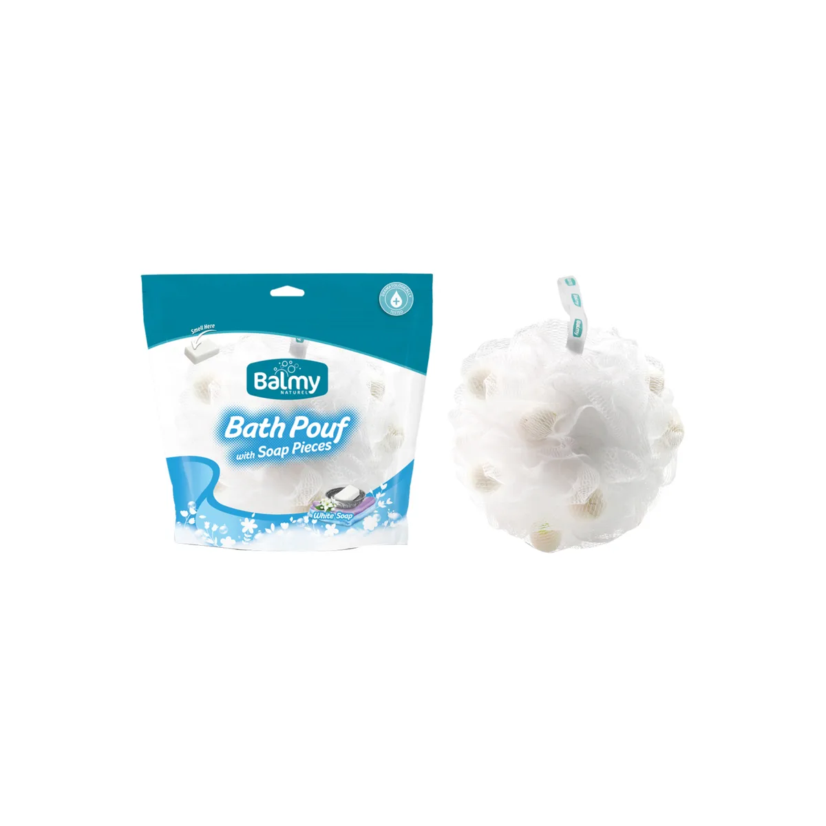 Balmy Bath Pouf With White Soap